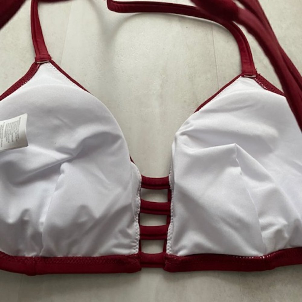 NWT CUPSHE Red Wine Strappy Cheeky 2pc Bikini Swimsuit Medium - Picture 12 of 13
